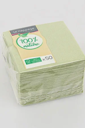 50 serviettes 'TT' olive Dernière Chance
